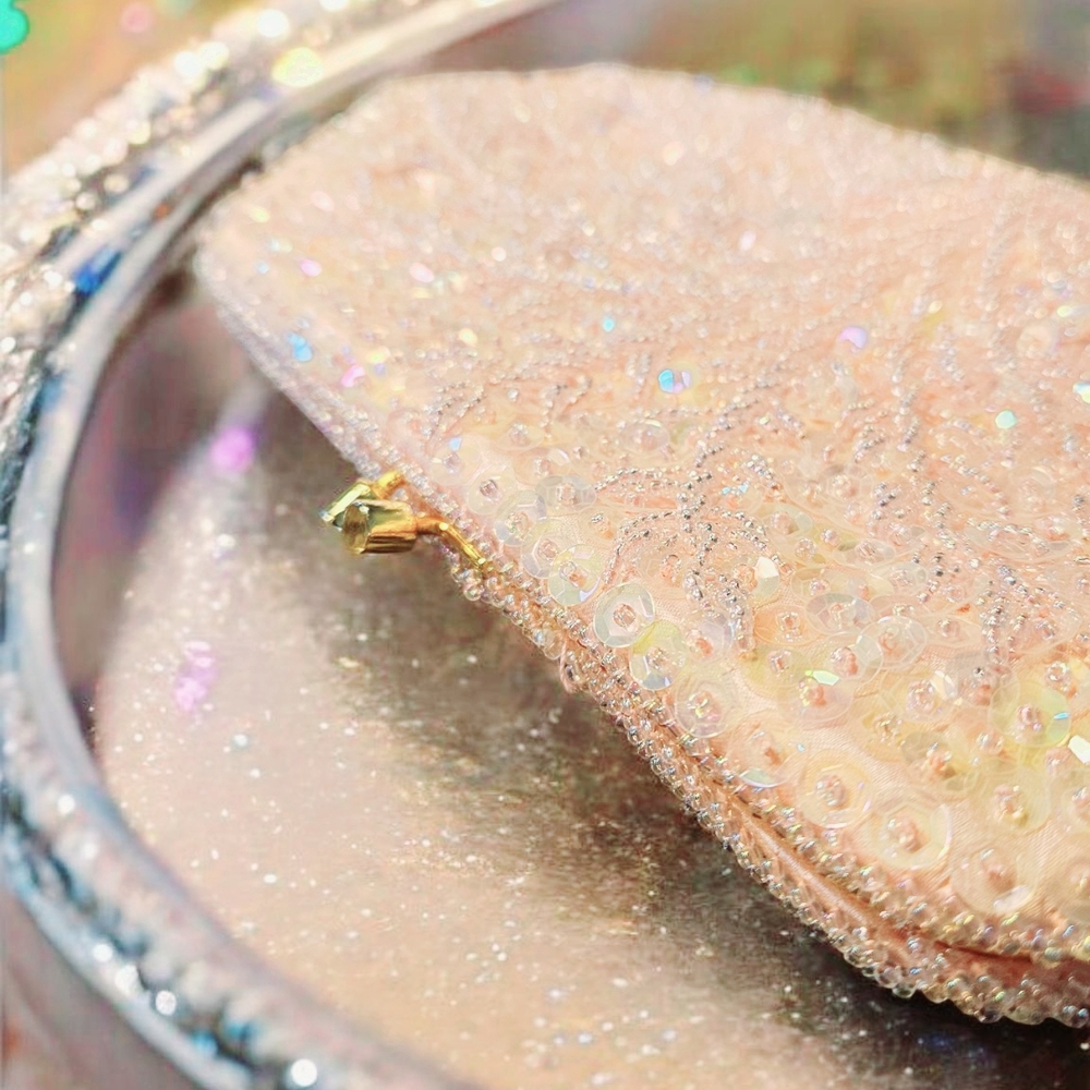 Sale!! Sparkling Sequin Clutch in Soft Pink  NOS